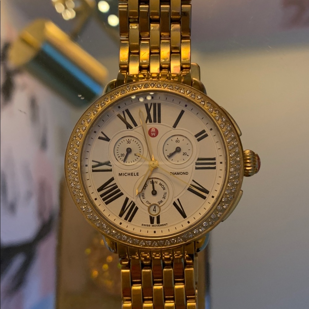 Michele Gold Serein Mother Of Pearl Diamond watch.